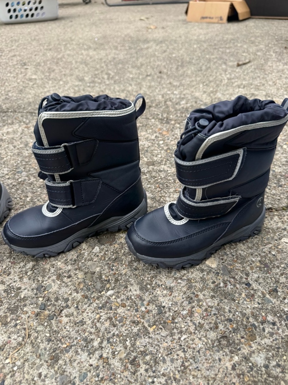 Lands' End Navy Kids Snow Boots with Dual Straps
